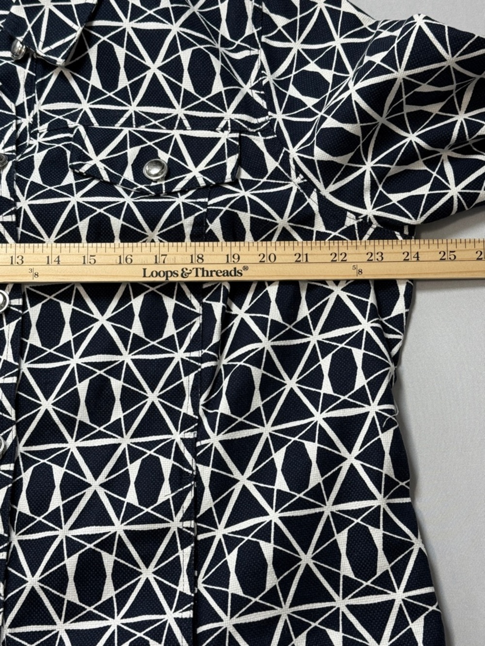CJ Banks Navy and White Geometric Button Jacket Size 1X - Picture 8 of 9